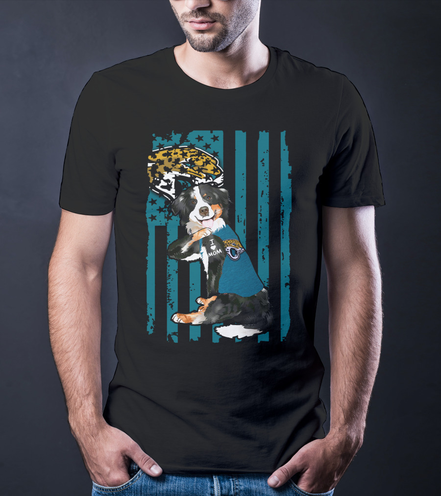 Border Collie I Mom Jacksonville Jaguars Flag T-Shirt