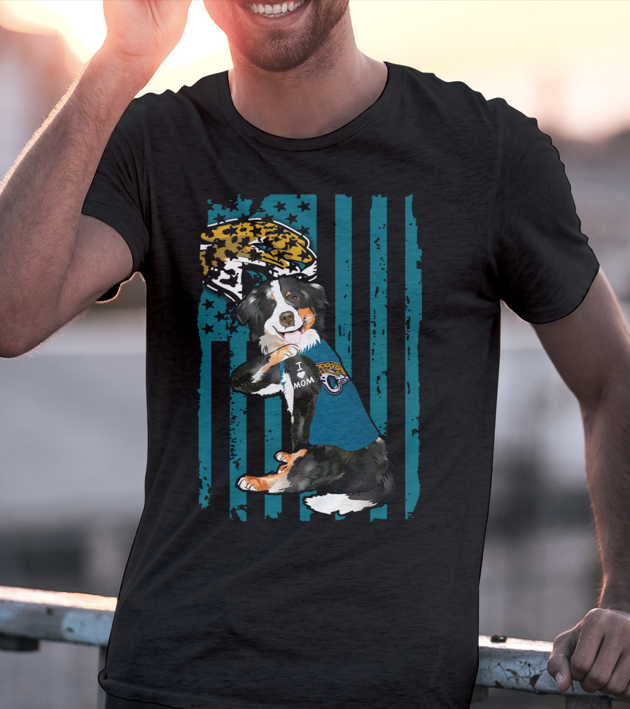 Border Collie I Mom Jacksonville Jaguars Flag T-Shirt