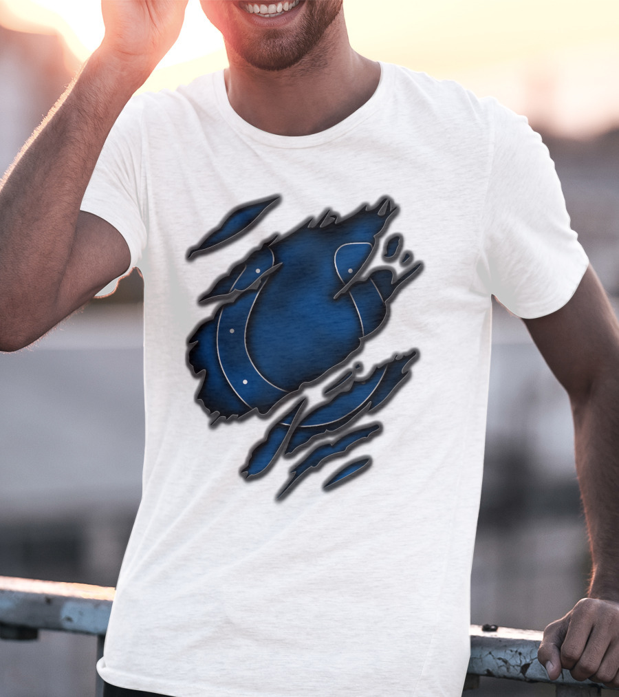 Torn Blue Horseshoe Indianapolis Colts T-Shirt