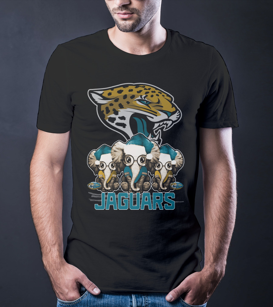 Jaguars Elephant Trio Xmas Jacksonville Jaguars T-Shirt