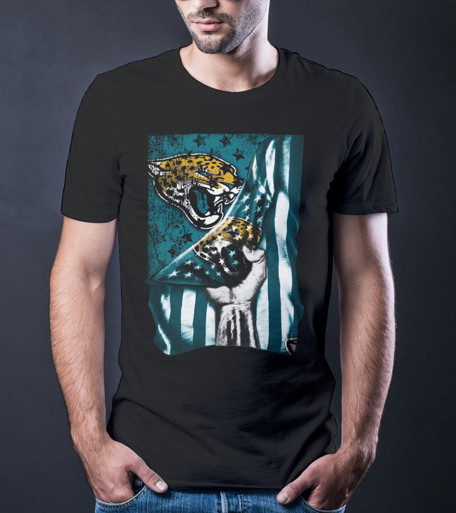 Jacksonville Jaguars Flag With Bold Jaguar Logo And Teal Stripes T-Shirt