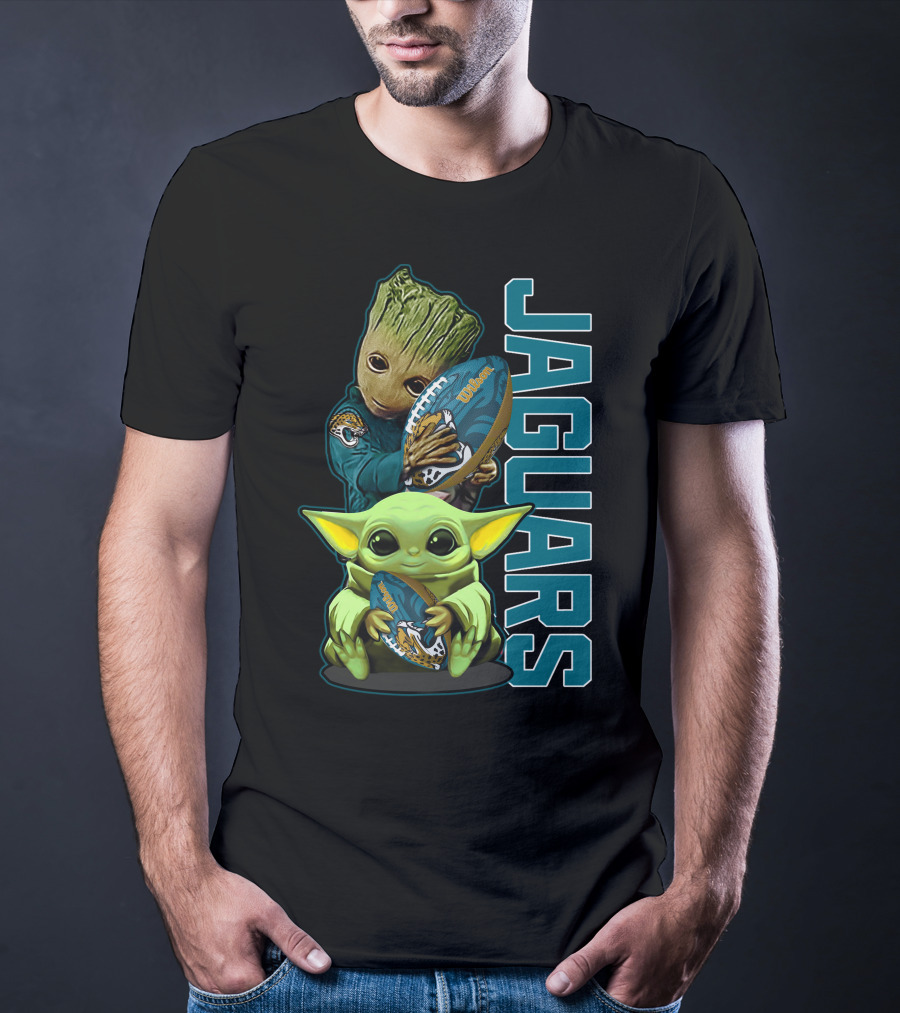 Grzd Jacksonville Jaguars Groot Baby Yoda Football T-Shirt
