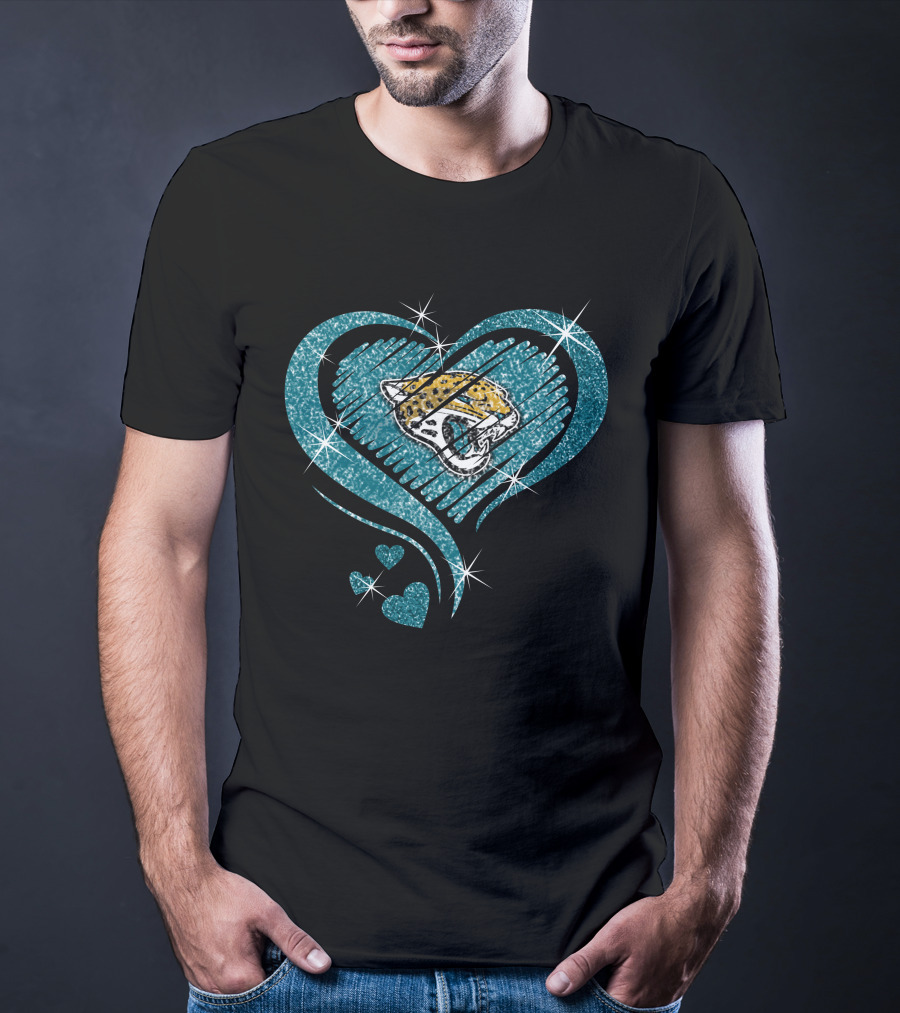 Heart Diamond Jaguars Teal Sparkle T-Shirt