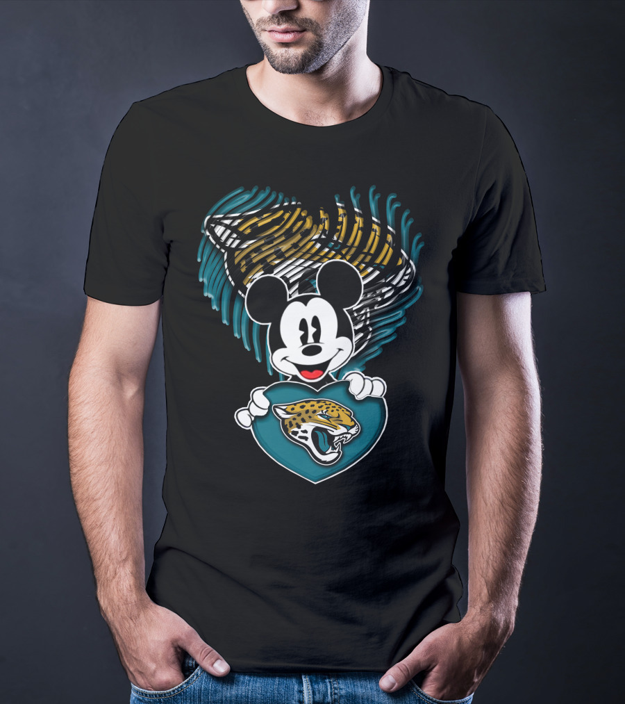 Mickey Mouse Jacksonville Jaguars Football Team Heart T-Shirt