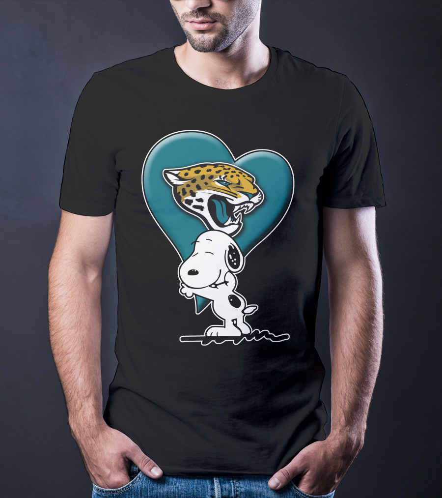 Snoopy Heart Embrace With Jacksonville Jaguars T-Shirt