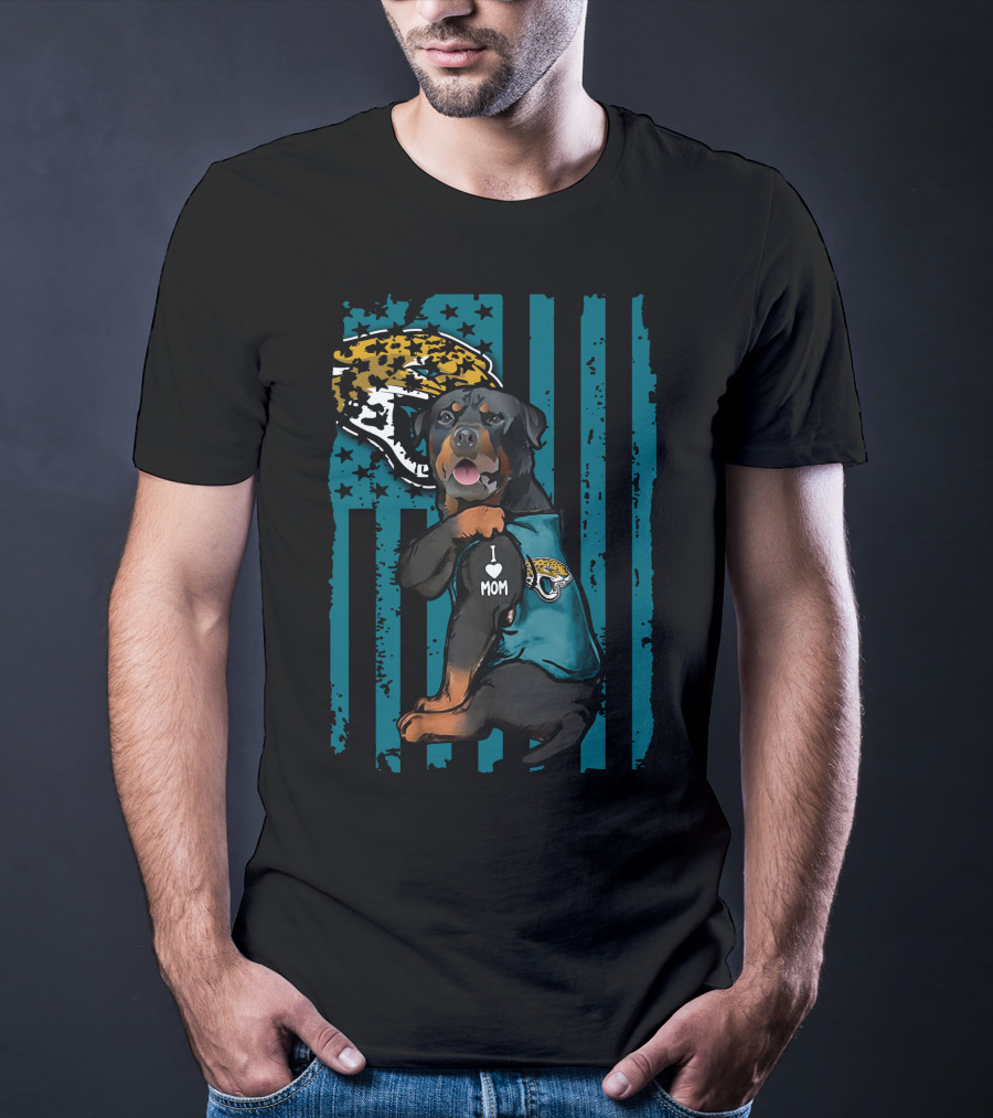 Rottweiler I Love Mom Jacksonville Jaguars Flag T-Shirt