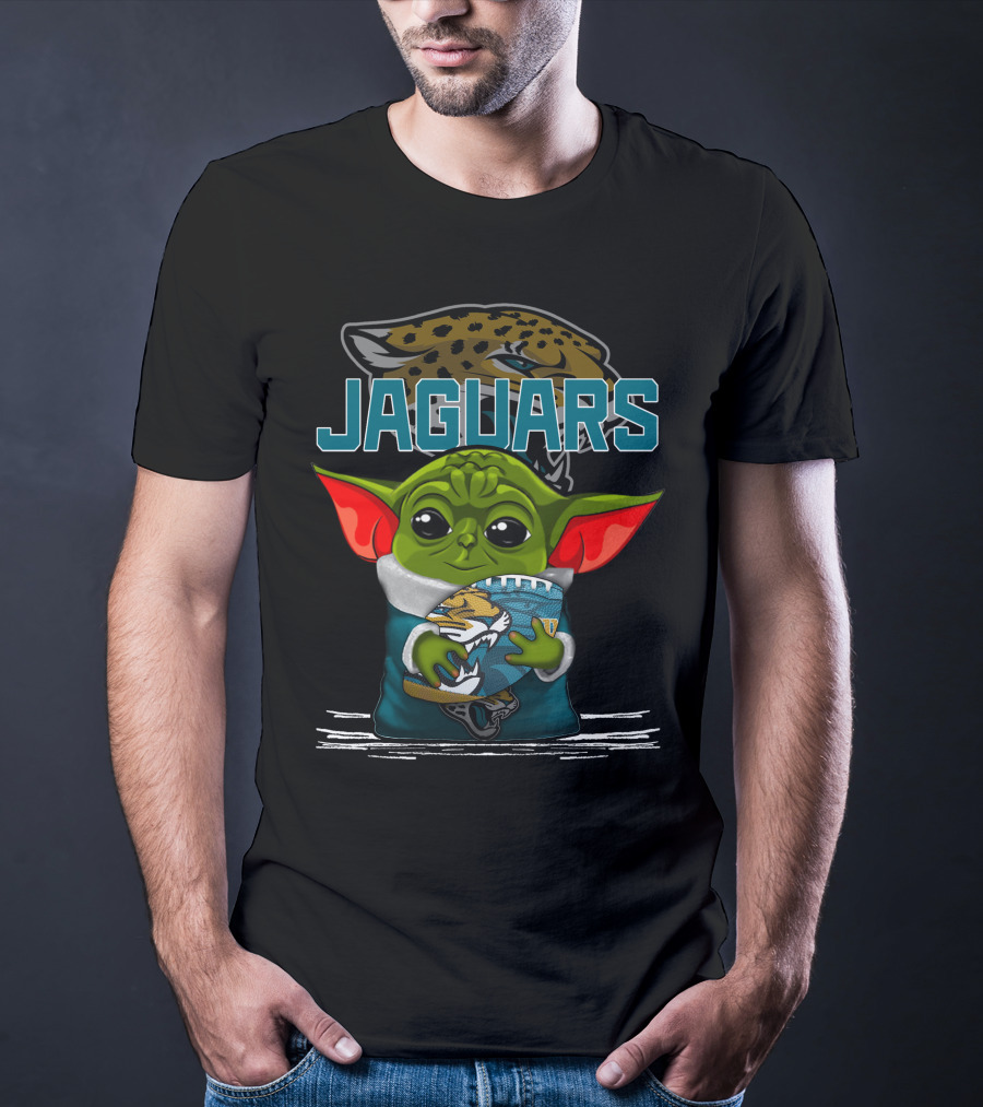 Jaguars Baby Yoda Holding Football Jacksonville Jaguars T-Shirt