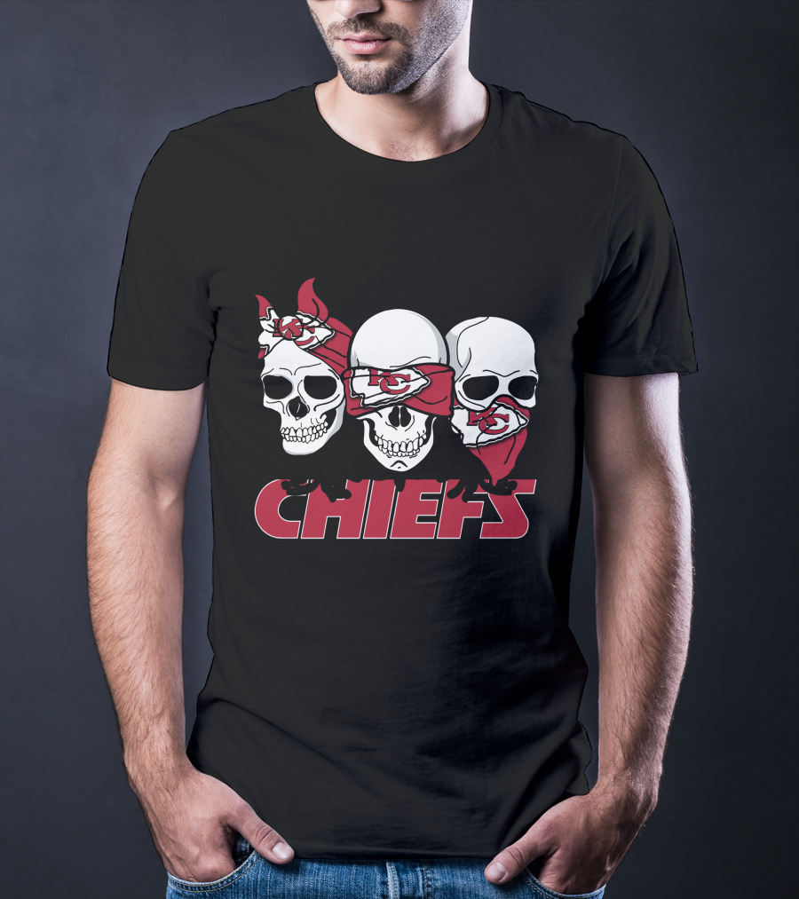 3 Skull Chiefs Kansas City Chiefs T-Shirt