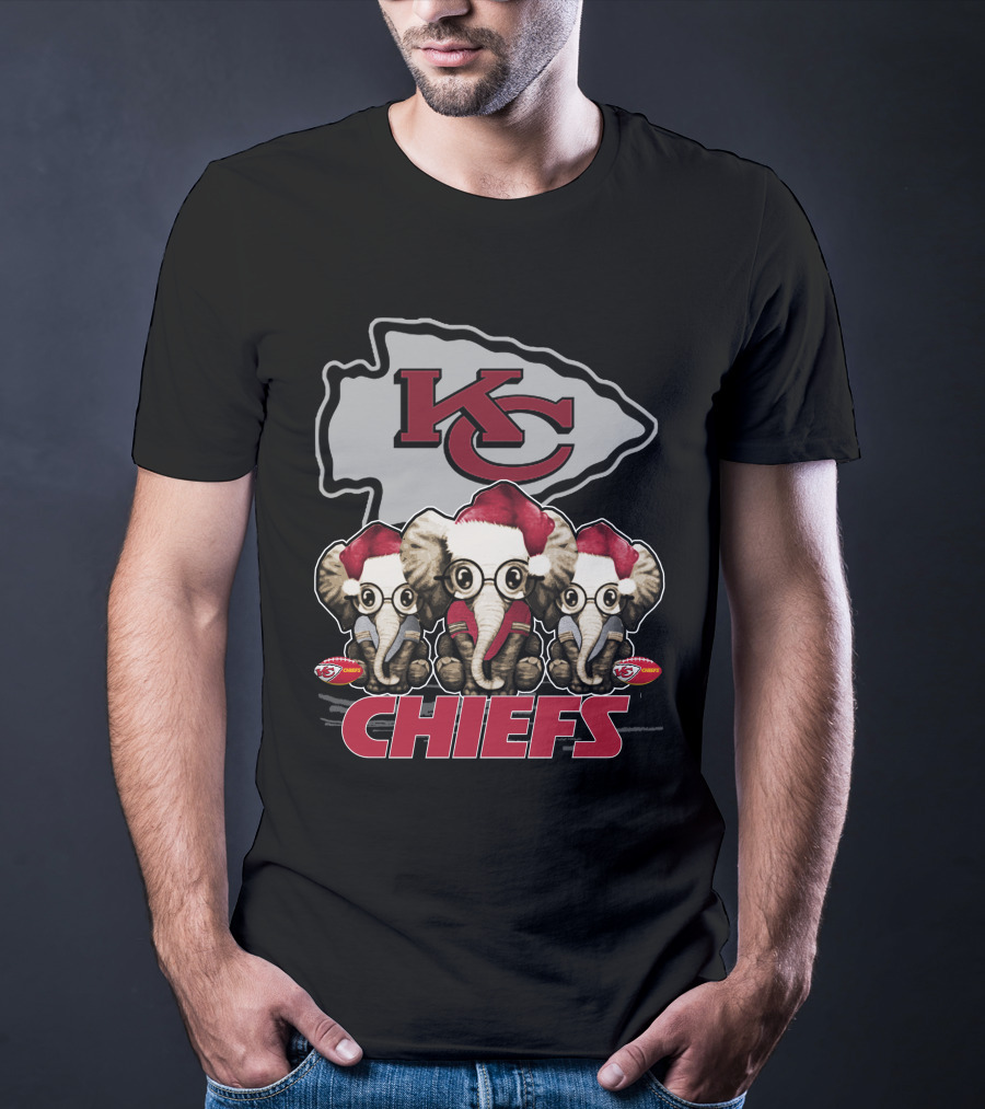 KC Chiefs Xmas Elephants Football Holiday Edition T-Shirt