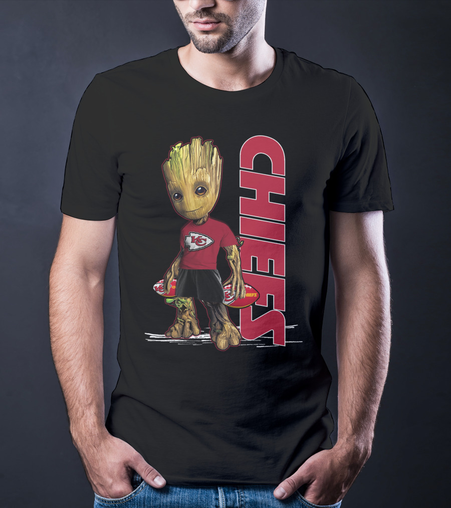 Groot Kansas City Chiefs NFL Fan Art With Chiefs T-Shirt