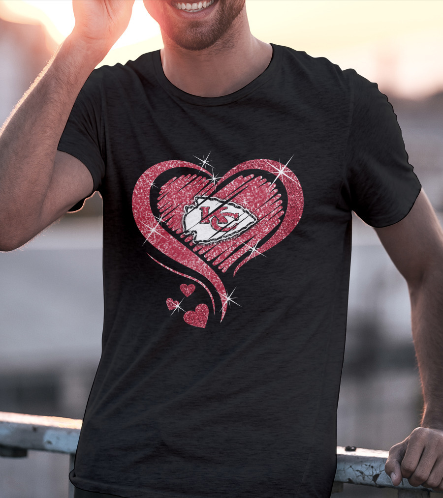Kansas City Chiefs Heart Diamond Glitter T-Shirt