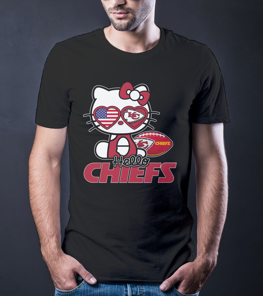 Hello Kitty Kansas City Chiefs American Flag Football Chiefs T-Shirt