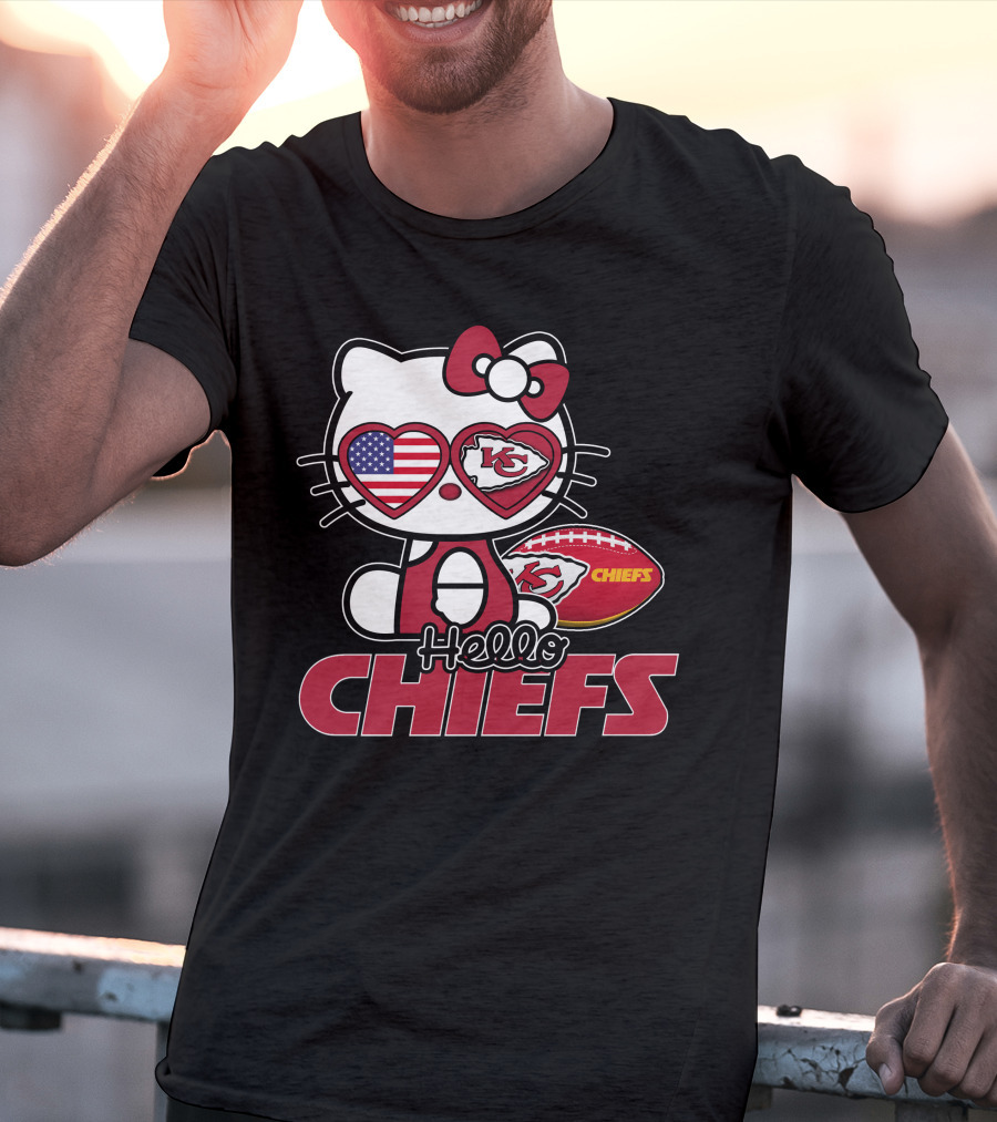 Hello Kitty Kansas City Chiefs American Flag Football Chiefs T-Shirt