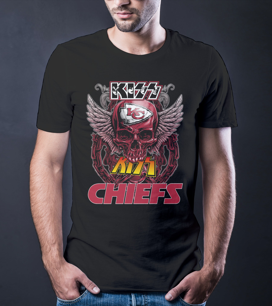 Kansas City Chiefs Nfl Skull Kiss Chiefs Logo Winged T-Shirt