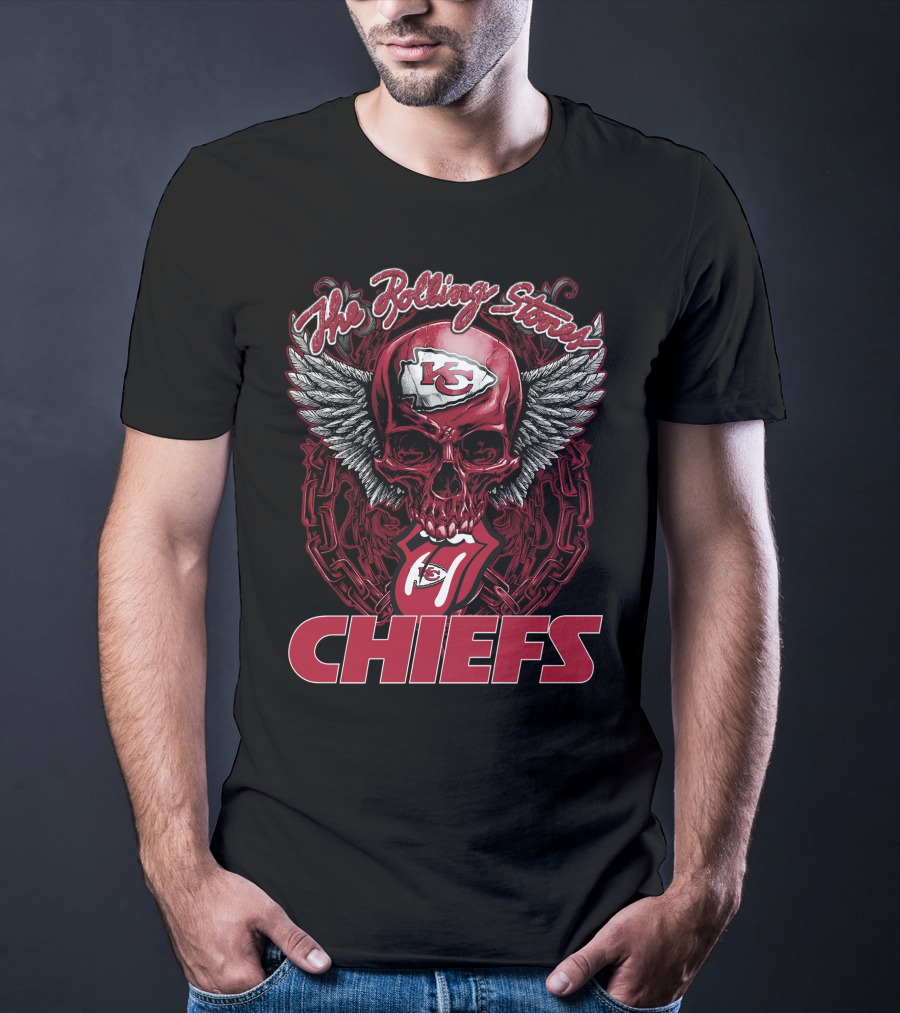 The Rolling Stones Skull Kansas City Chiefs Logo Wings Chiefs T-Shirt