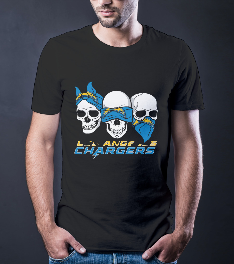 Los Angeles Chargers Three Skulls With Bandanas T-Shirt