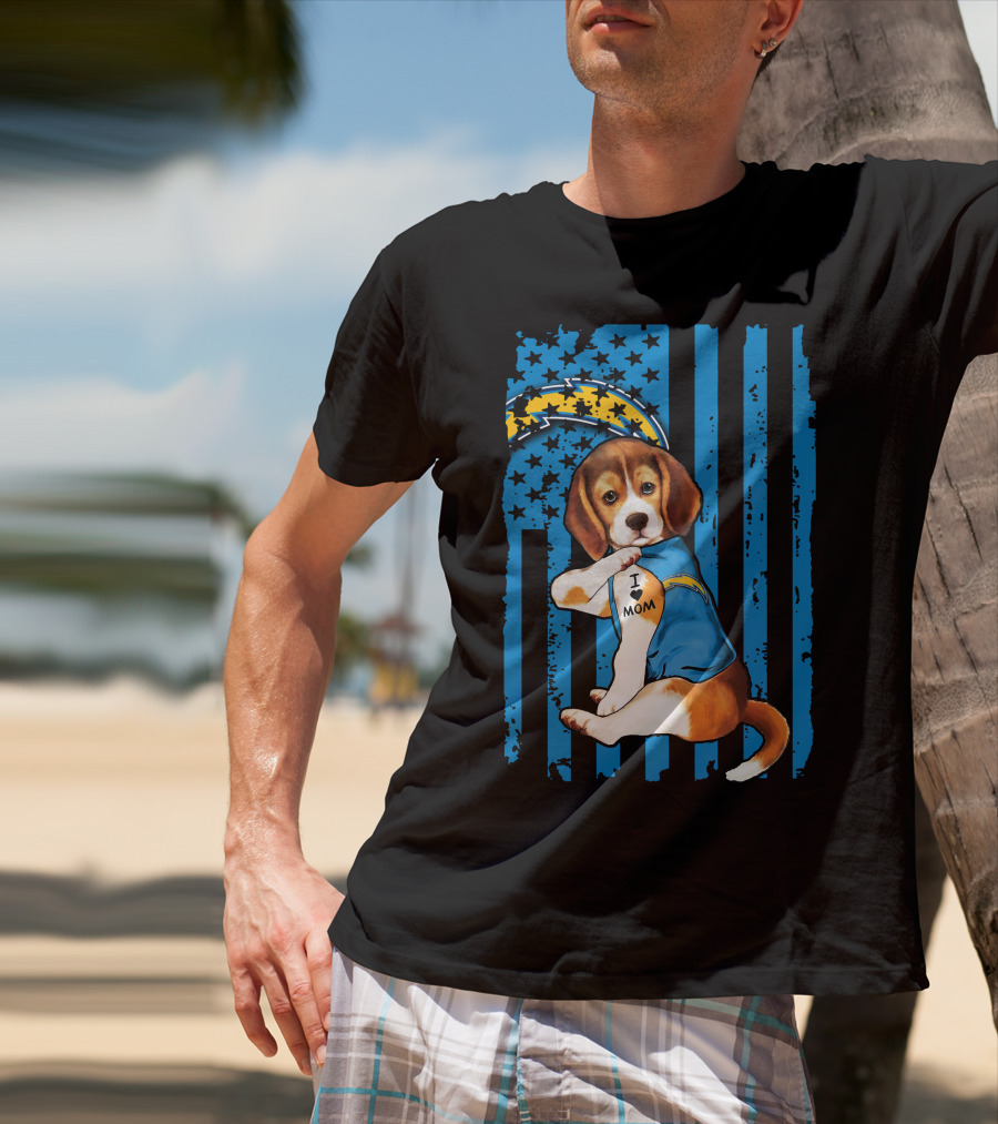 Beagle I Love Mom Los Angeles Chargers T-Shirt