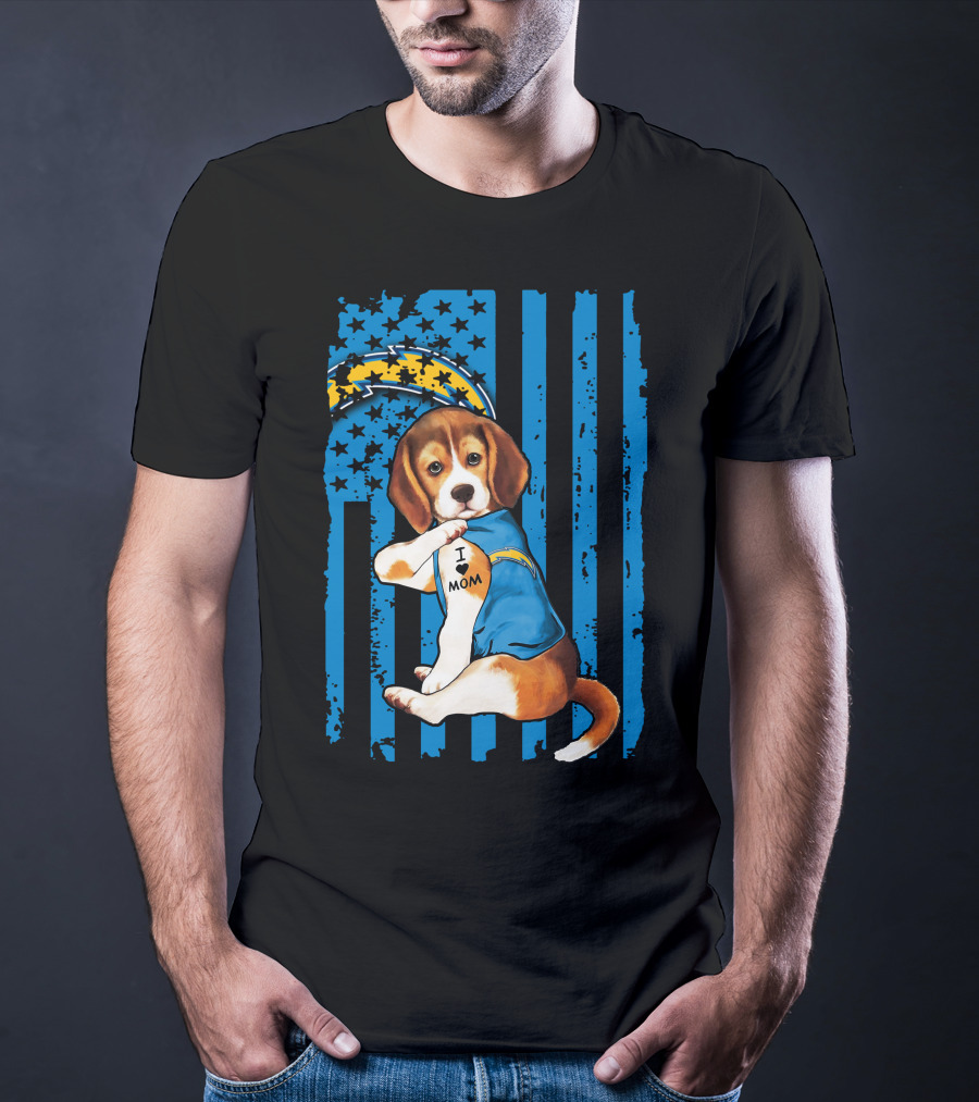 Beagle I Love Mom Los Angeles Chargers T-Shirt