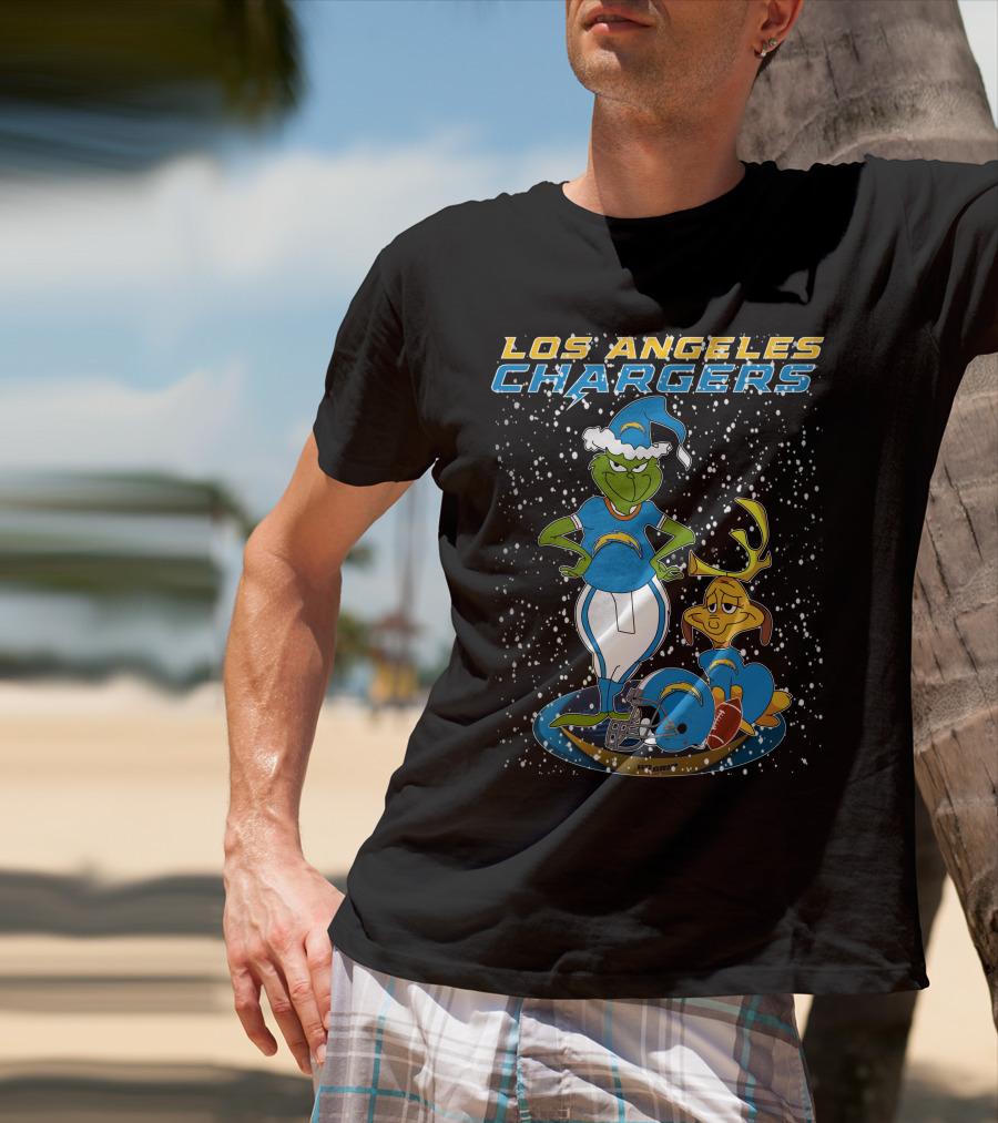 Los Angeles Chargers Grinchxmas Football Characters T-Shirt
