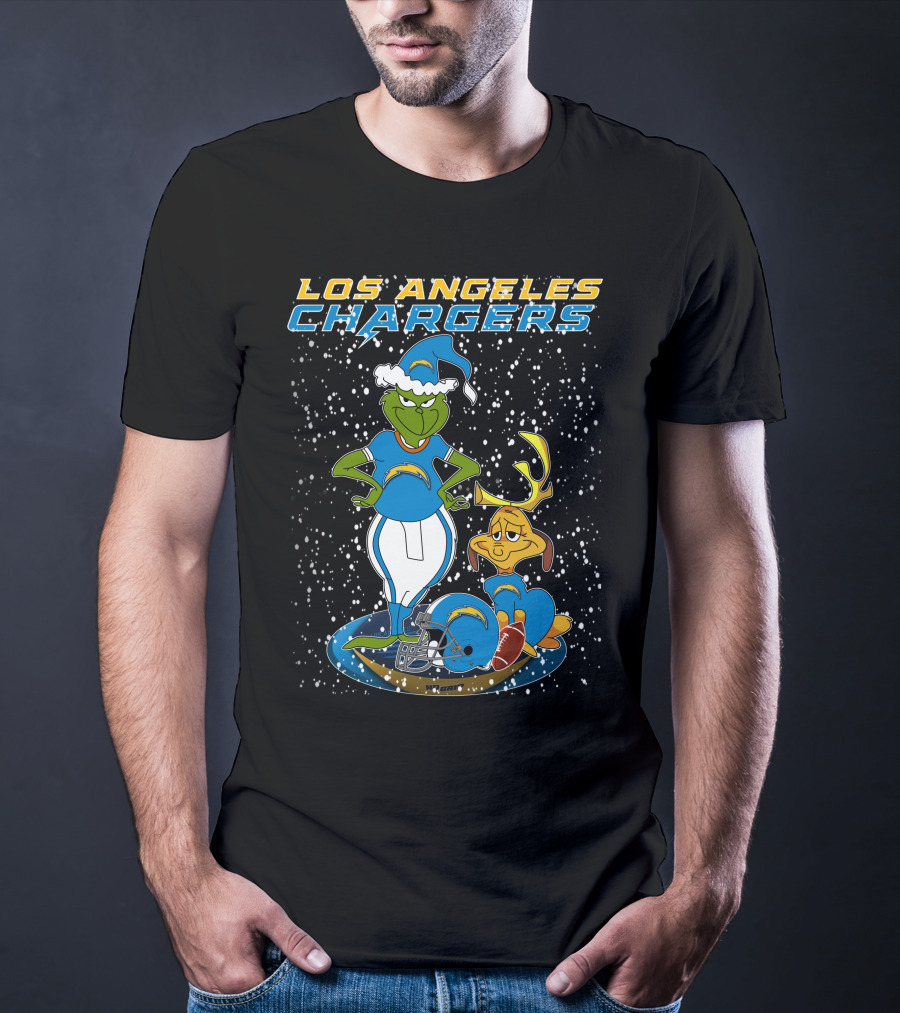 Los Angeles Chargers Grinchxmas Football Characters T-Shirt