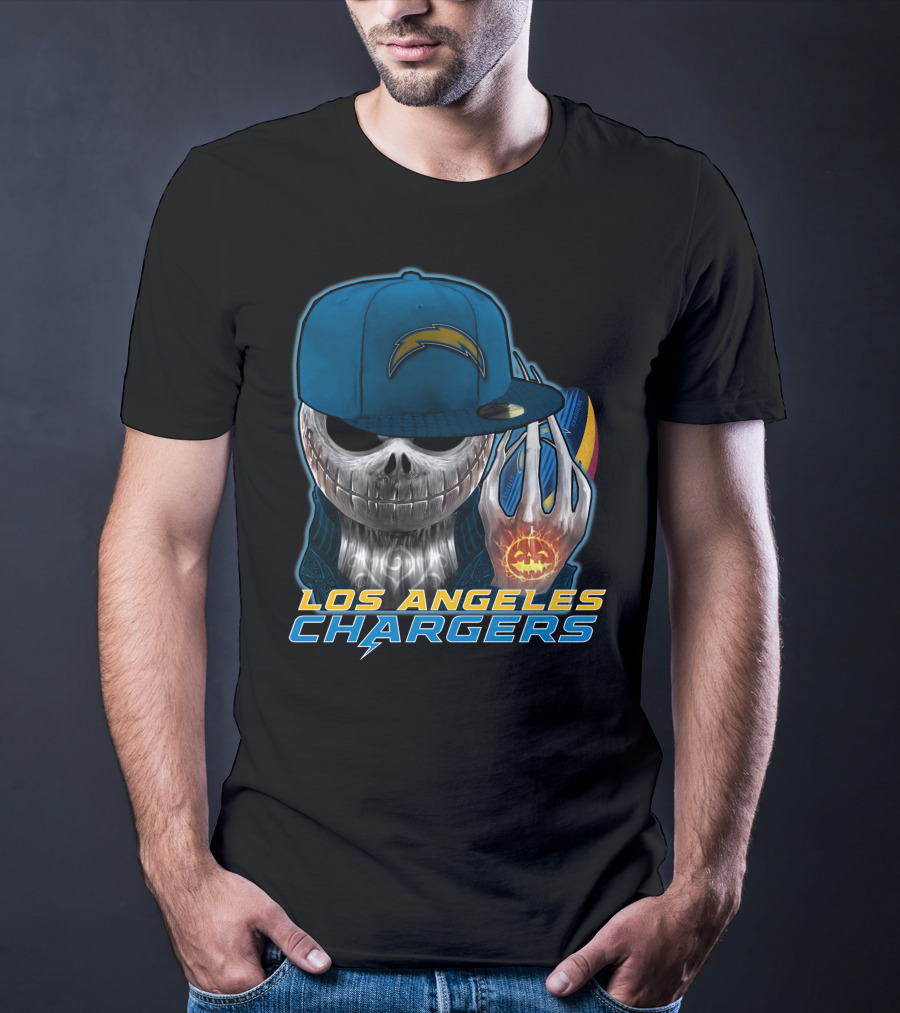 Jackskull Pumpkin Los Angeles Chargers T-Shirt