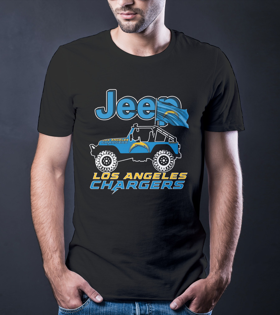 Jeep Los Angeles Chargers Blue Flag And Off-Road Vehicle T-Shirt