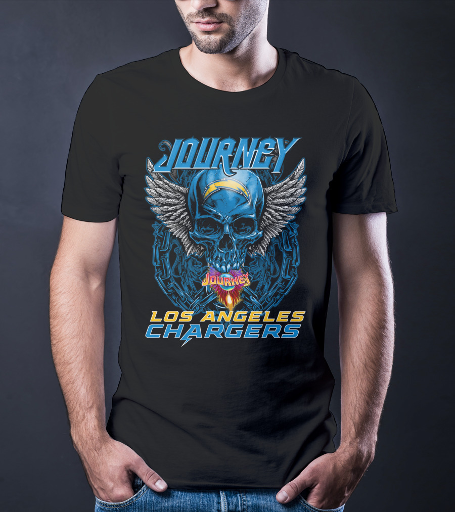Journey Los Angeles Chargers Skull Winged Helmet T-Shirt