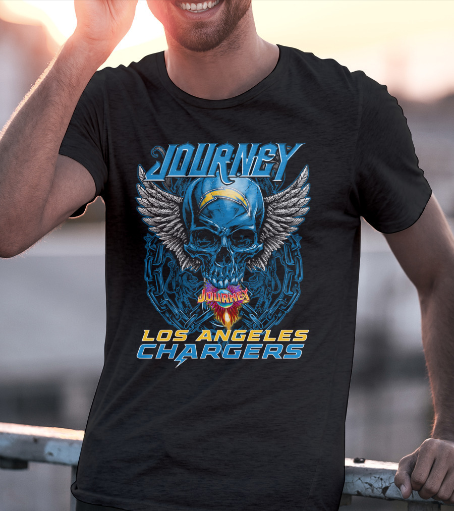 Journey Los Angeles Chargers Skull Winged Helmet T-Shirt