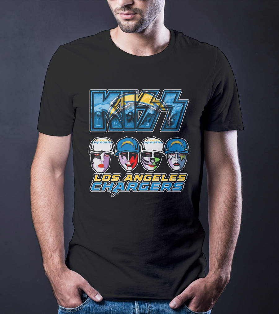 Kiss Los Angeles Chargers Band Face Paint NFL Crossover T-Shirt
