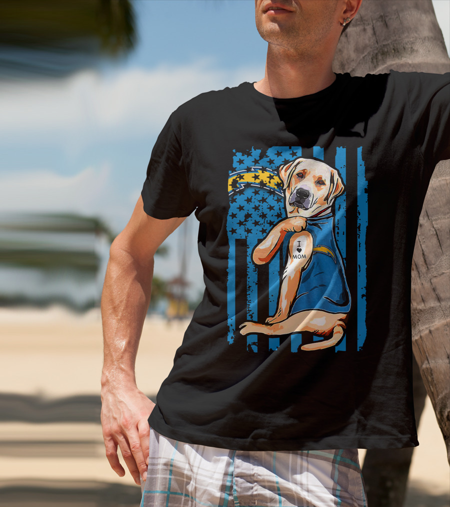 Labrador Retriever I Love Mom Los Angeles Chargers T-Shirt