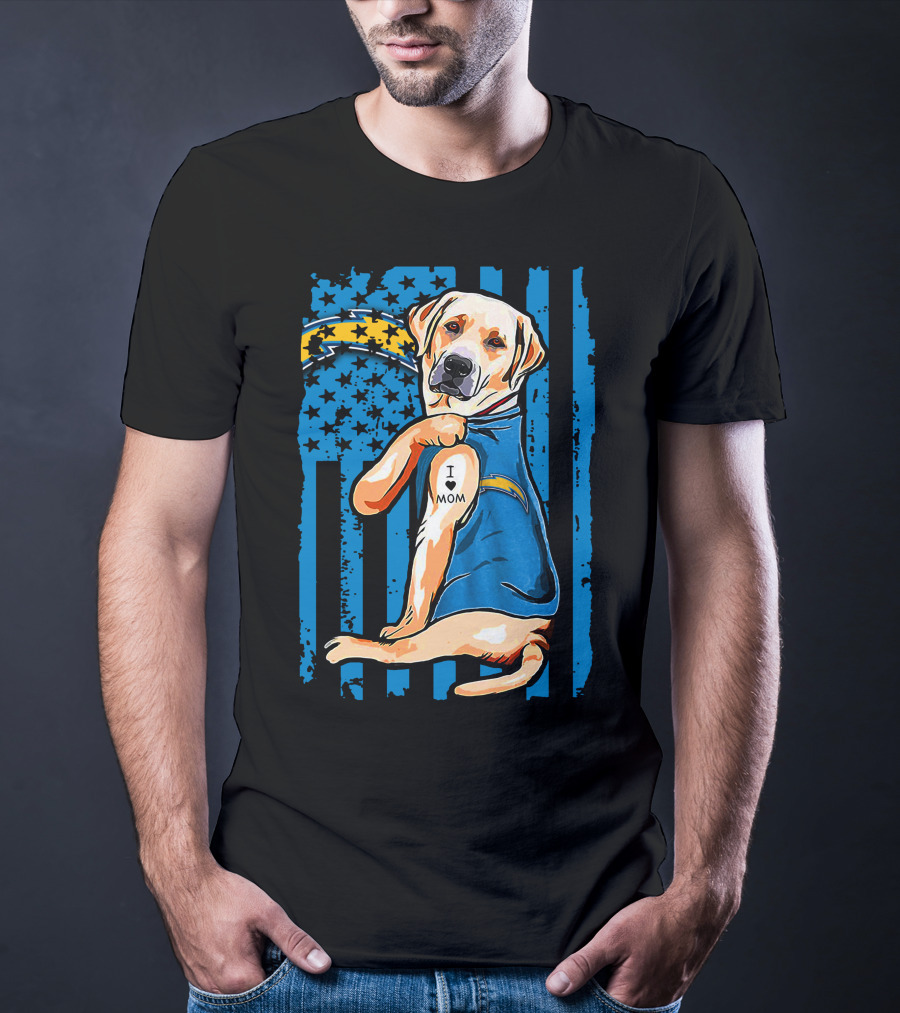Labrador Retriever I Love Mom Los Angeles Chargers T-Shirt