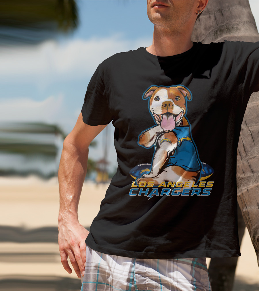 Pittbull Los Angeles Chargers NFL Football Dog Fan T-Shirt