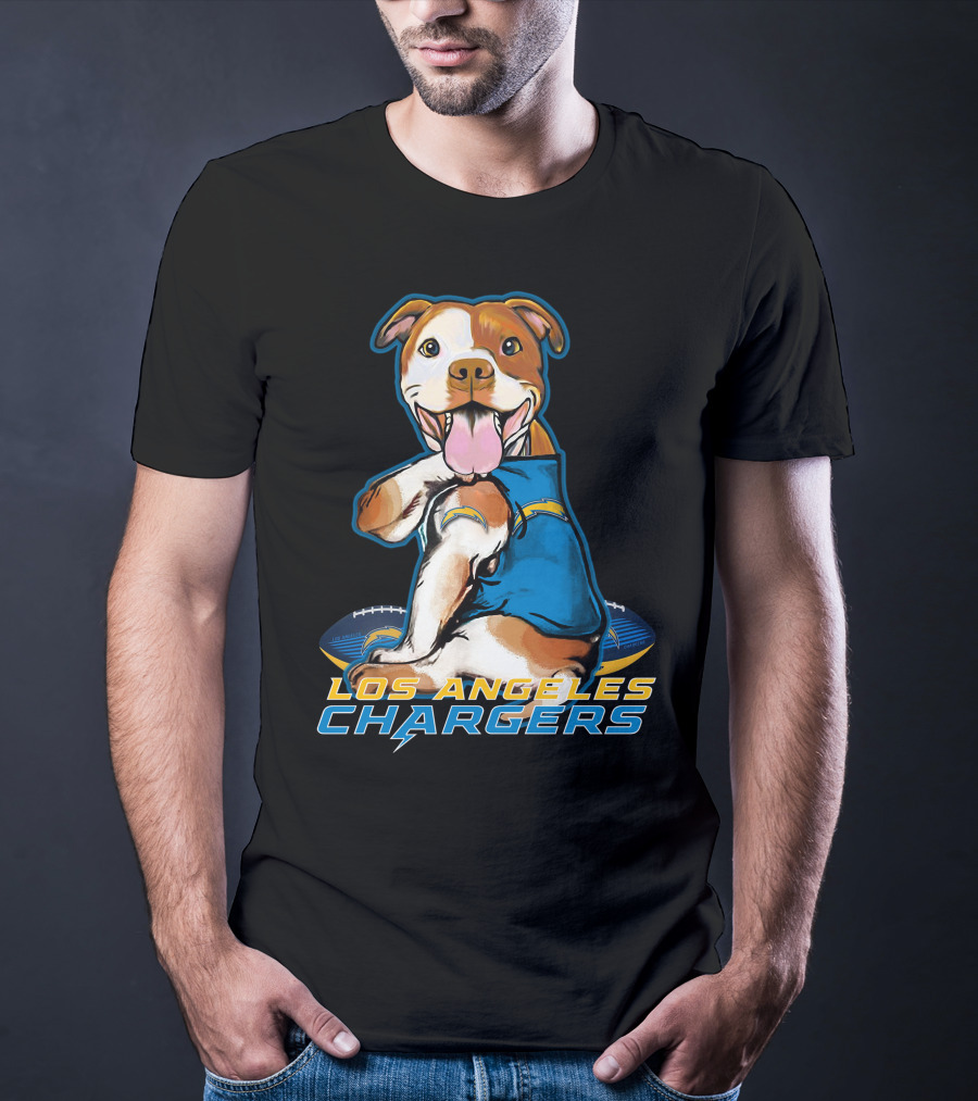 Pittbull Los Angeles Chargers NFL Football Dog Fan T-Shirt