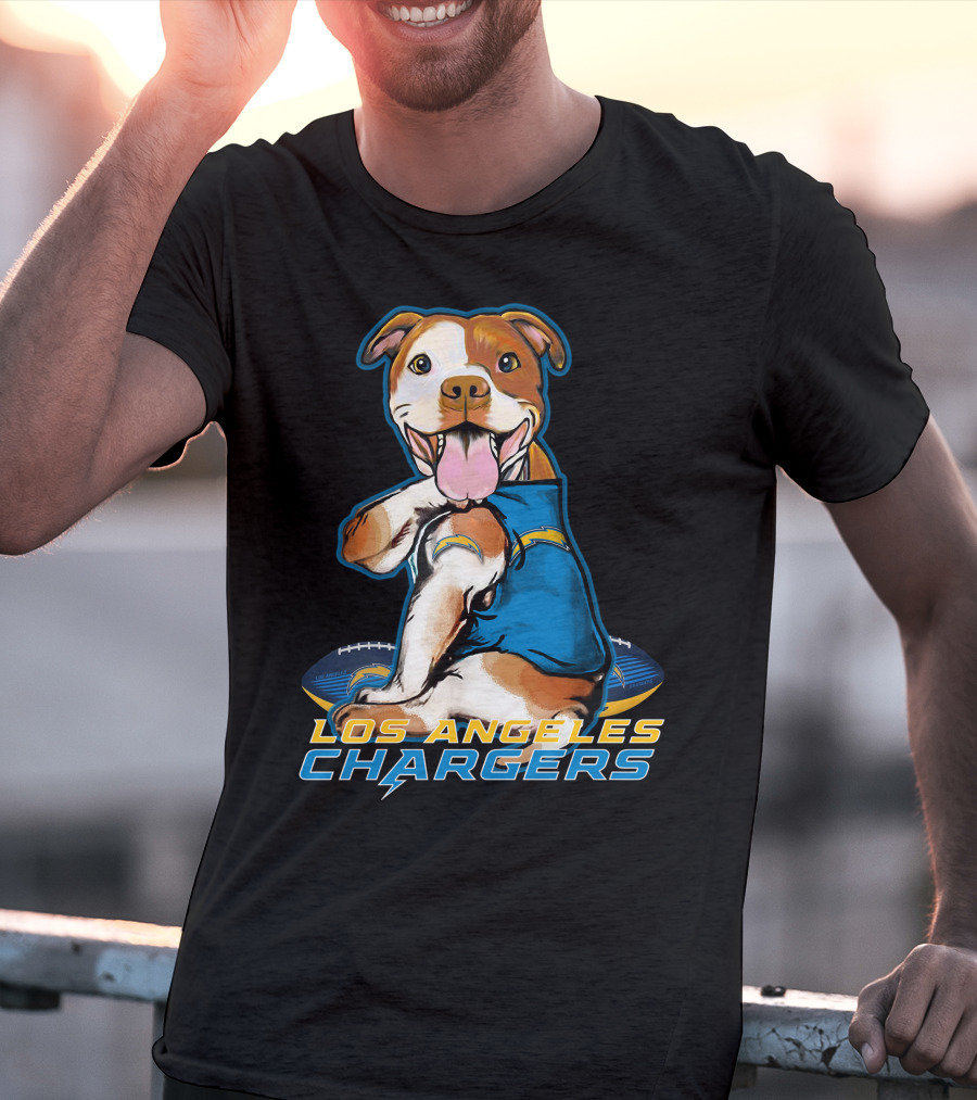 Pittbull Los Angeles Chargers NFL Football Dog Fan T-Shirt