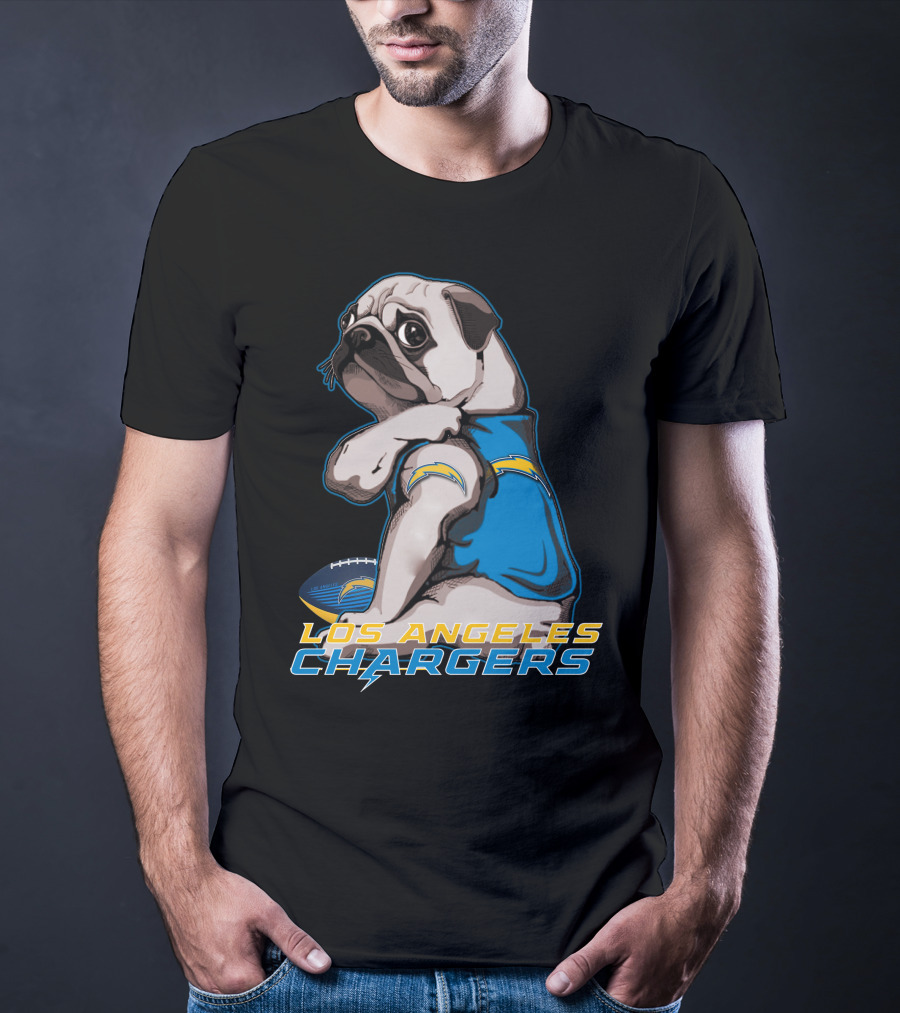 Los Angeles Chargers Pug Football T-Shirt