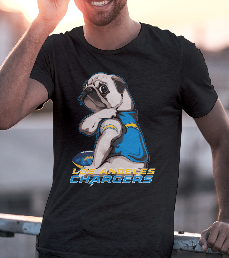 Los Angeles Chargers Pug Football T-Shirt