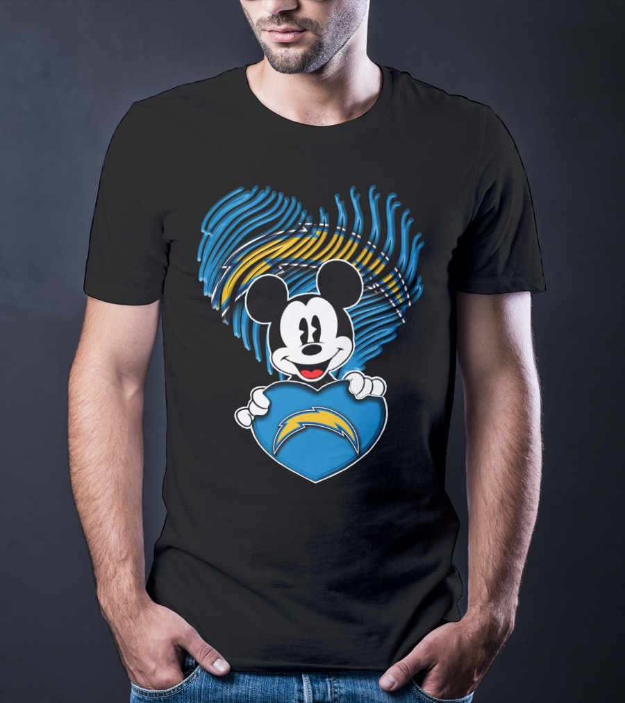 Mick Mouse Los Angeles Chargers Heart T-Shirt