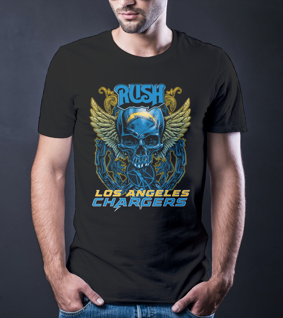 Rush Los Angeles Chargers Skull With Wings T-Shirt