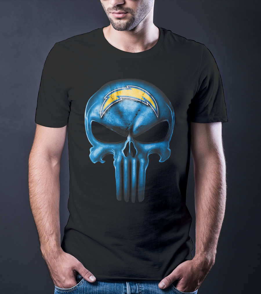 Skull Los Angeles Chargers Blue Punisher T-Shirt