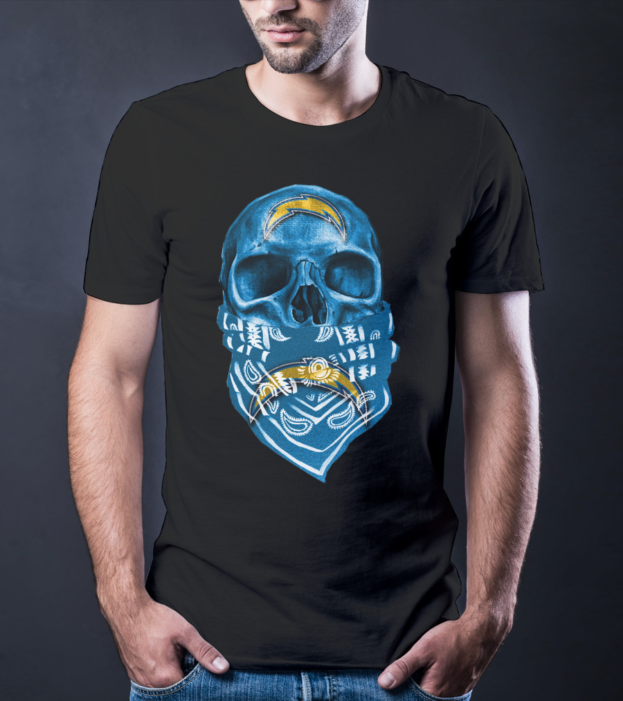 Skull Bandana Los Angeles Chargers T-Shirt