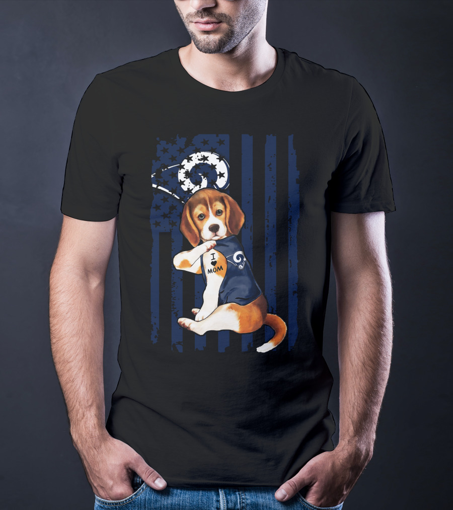 Beagle I Love Mom Los Angeles Rams T-Shirt