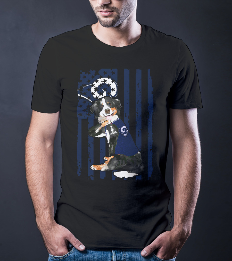 Border Collie I Love Mom Los Angeles Rams T-Shirt