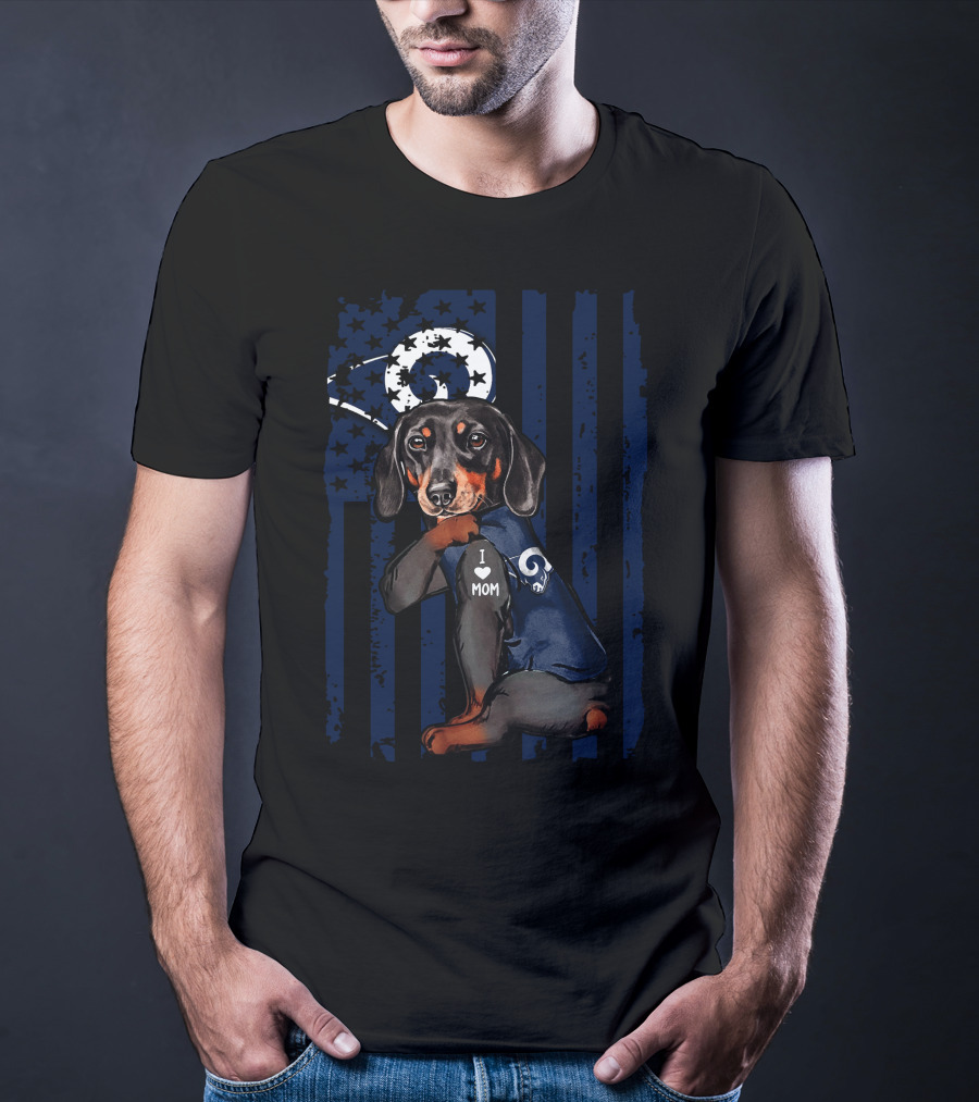 Dachshund I Love Mom Los Angeles Rams T-Shirt