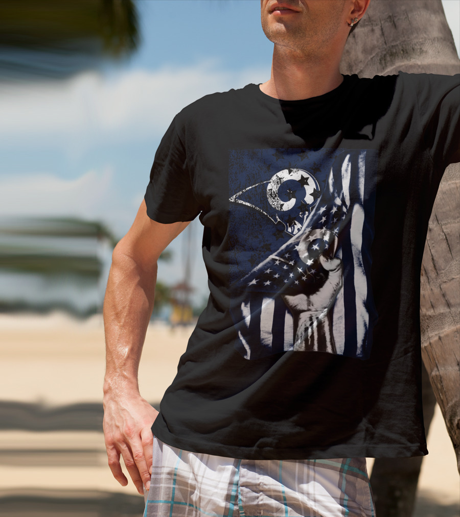 Los Angeles Rams American Flag Stars And Stripes Hand T-Shirt