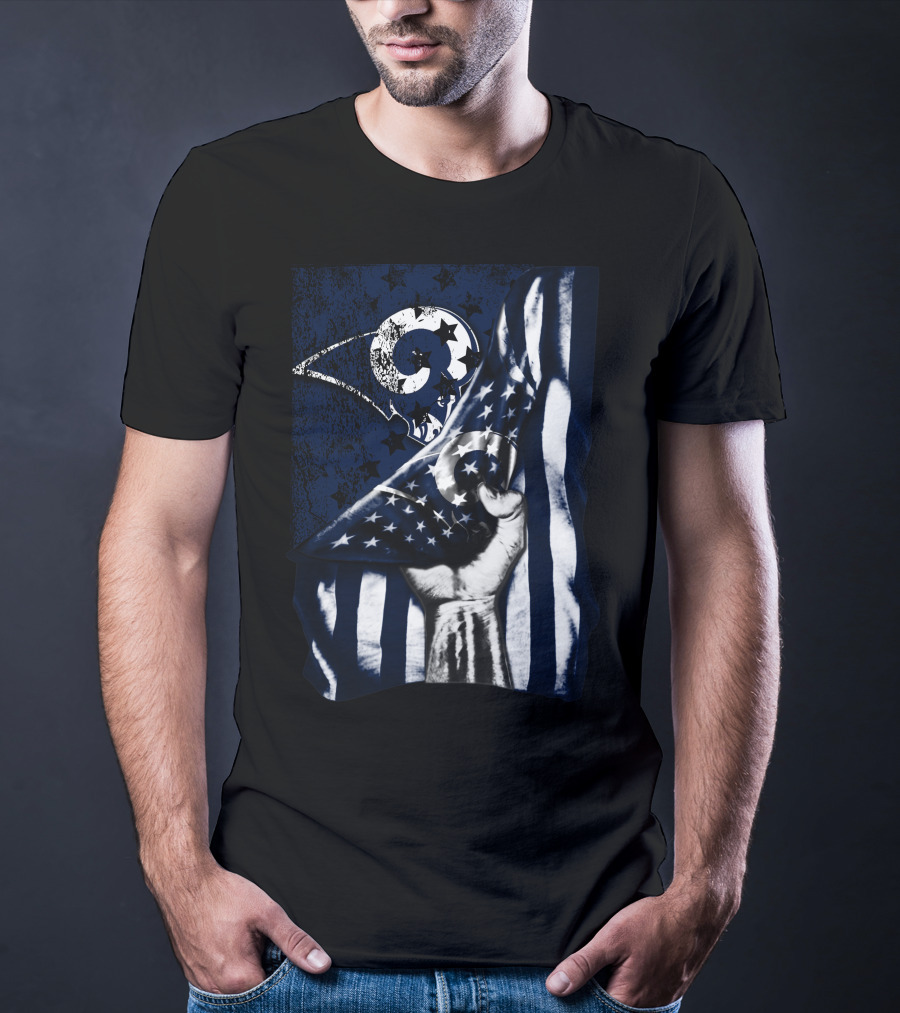 Los Angeles Rams American Flag Stars And Stripes Hand T-Shirt