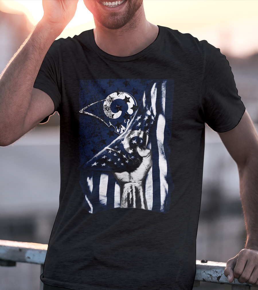 Los Angeles Rams American Flag Stars And Stripes Hand T-Shirt