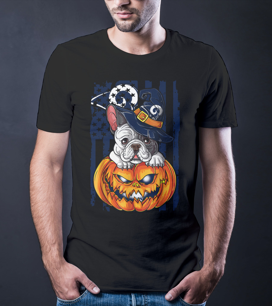 Hlw Bulldog Wizards Hat Pumpkin Los Angeles Rams T-Shirt