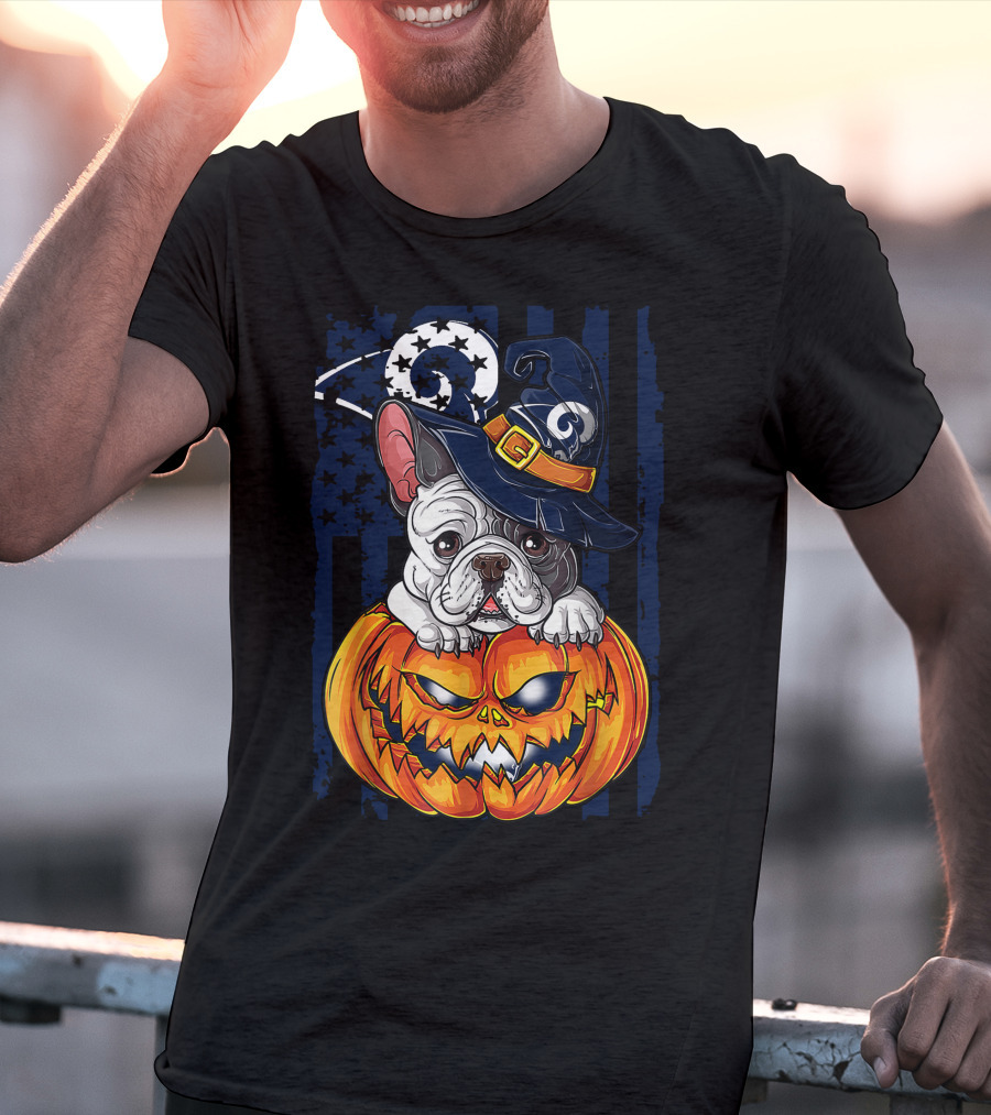 Hlw Bulldog Wizards Hat Pumpkin Los Angeles Rams T-Shirt
