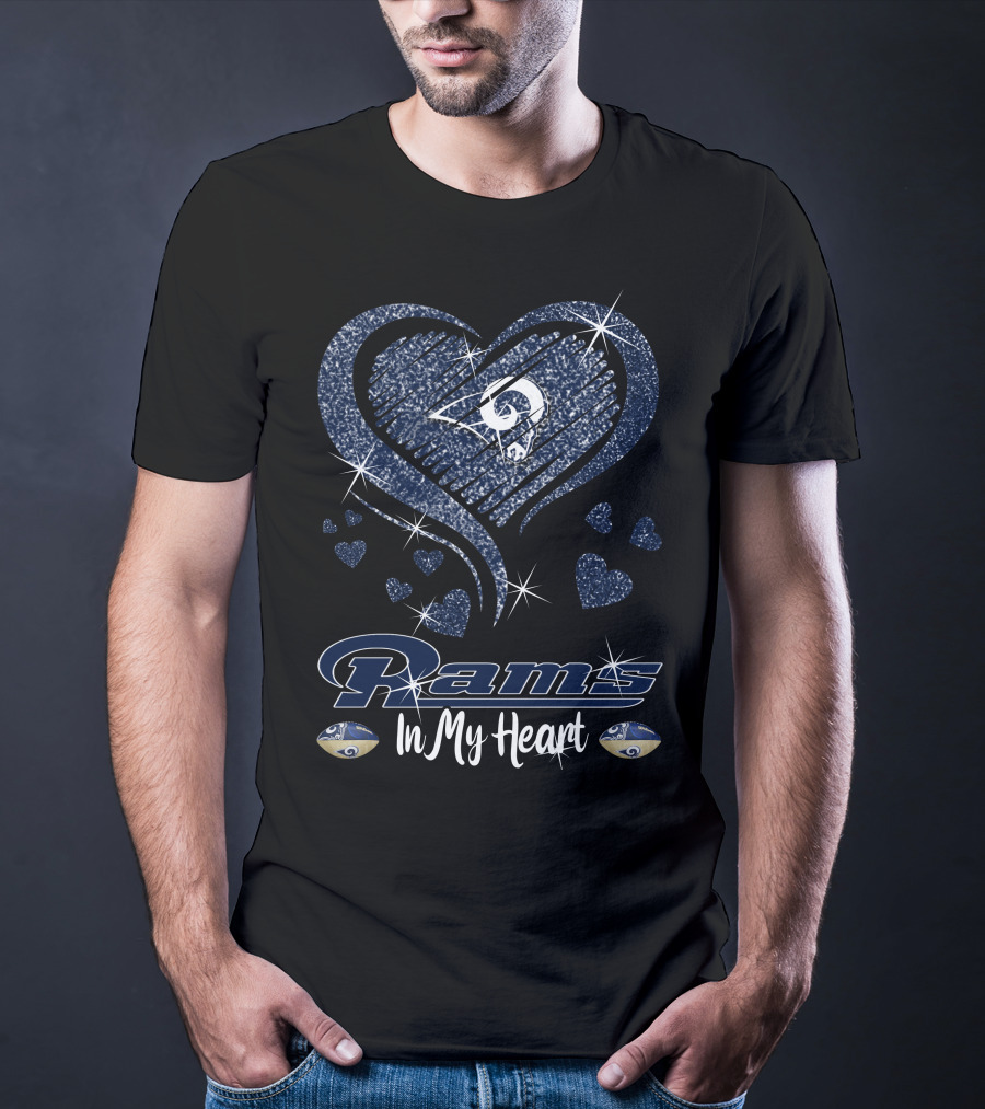 Rams In My Heart Los Angeles Football Team Sparkling Heart T-Shirt