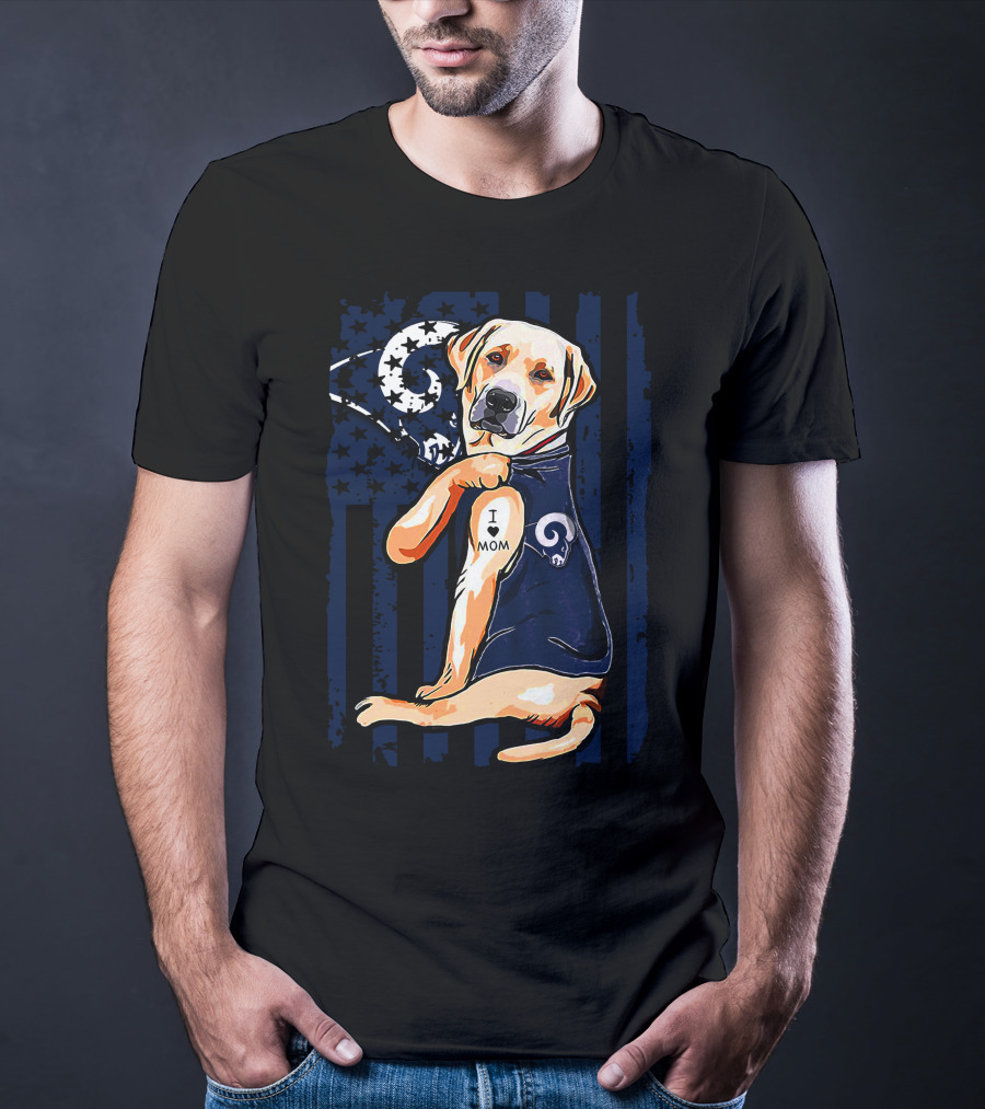 Labrador Retriever I Love Mom Los Angeles Rams Fan T-Shirt